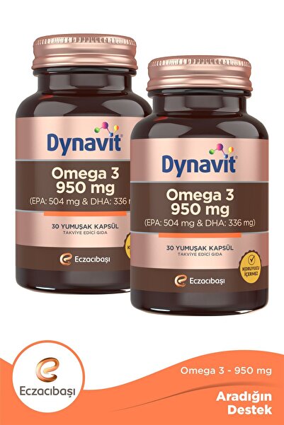 Dynavit Omega 3 950 mg 30 Yumuşak Kapsül x2 - Yüksek EPA & DHA - 1400mg Balık...
