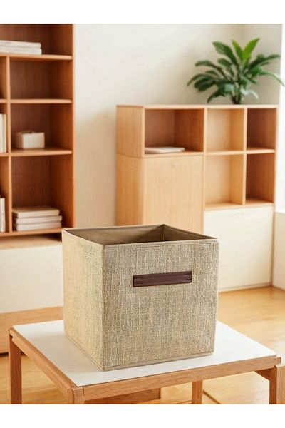 PRENDİ HOME 100% Jute Without Lid - In-Cabinet Laundry and Toy Organizer Folding Storage Box 30x30x30