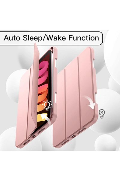 TEKNETSTORE iPad Mini 7 (A17 Pro) Case Smart Pen Slot Charging Case with Sleep Mode