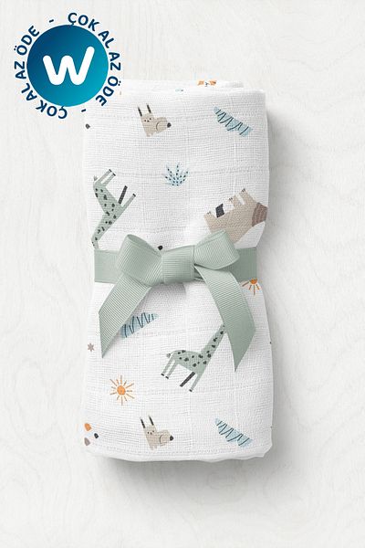 Wheeppo Multipurpose Muslin Baby Blanket Animal Party - XL 75X100 cm