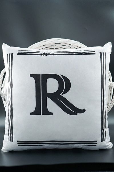 ASDİVA Lettered Throw Pillow Cover Velvet 43x43 Cm Double Sided Letter R Cat Patterned Marriage Proposal Birthday