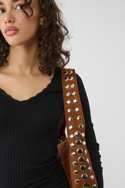 Stradivarius Studded long shoulder bag
