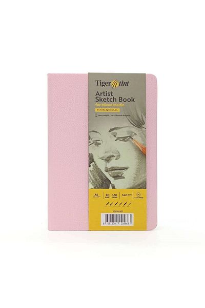 Tigertint Σκληρό εξώφυλλο Sketchbook 140 g A5 80 Φύλλα Candy Pink 100140527