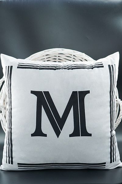ASDİVA 43X43 cm Velvet Letter Throw Pillow Cover - Double-Sided, Letter m Cat Pattern, Birthday Marriage Proposal