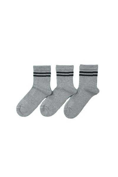 shefox 3 Pairs Men's under Sole Towel Seamless Quality Striped Sports Socks