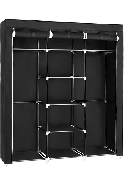 Cady One Foldable Fabric Wardrobe and Luggage Organizer with Hanging Rods and Clothes Rack for Storing