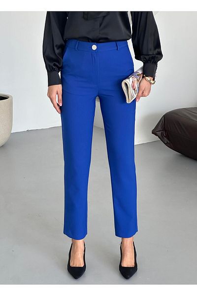 Appleline Blue Women's Carrot Pants - Tight Legs, Ankle Length