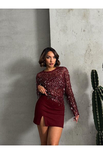 Elaxi Μίνι φούστα με σκίσιμο και καπιτονέ