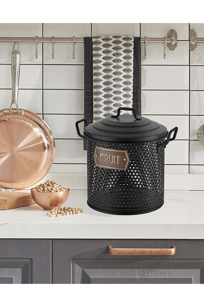 The Mia 30cm Black Metal Fruit Basket