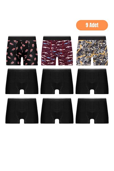 andredimoda Men's 9-Piece Lycra Boxer Set