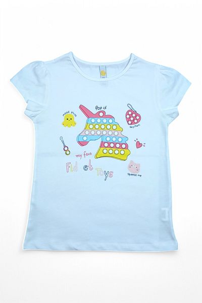 Via Girls Unicorn Pop It Themed 100% Cotton Short Sleeve Girls Bodysuit - 6-9 Years