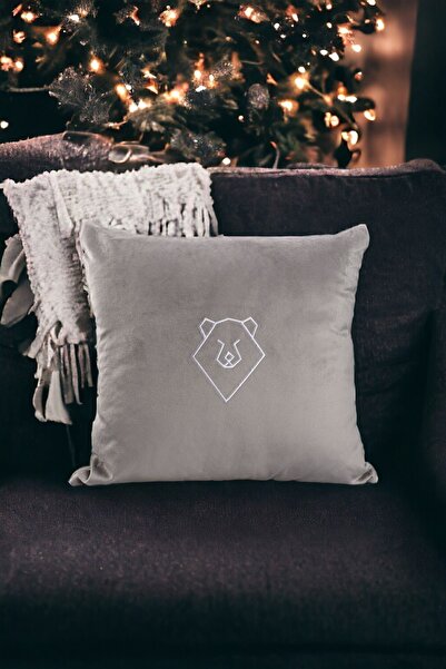 ASDİVA Christmas Themed White Polar Bear Embroidered Decorative Throw Pillow Cover - Earth