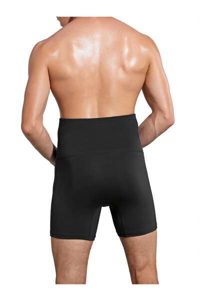 MİSTİRİK Danni Model Esnek ve Rahat Kumaş Dokulu Külot Korse Boxer Siyah Renk