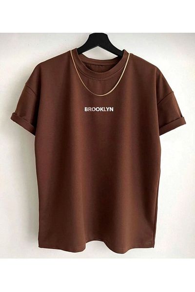 NEW TRENDY COLLECTİON New Season Cotton Brooklyn Written Oversize T-shirt