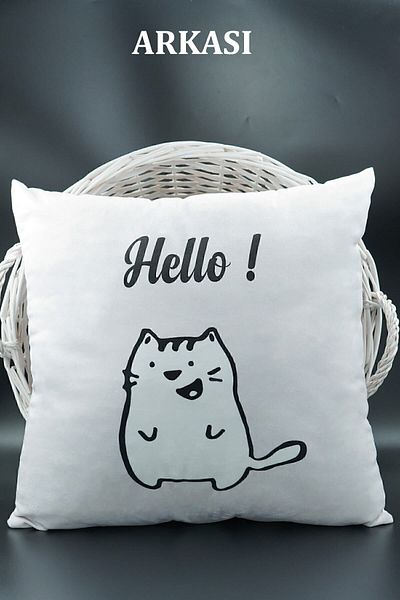 ASDİVA 43X43 cm Velvet Letter Throw Pillow Cover - Double-Sided, Letter m Cat Pattern, Birthday Marriage Proposal