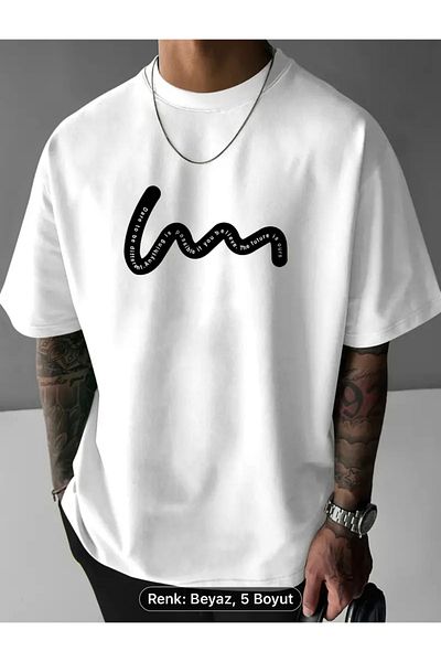 Minikelya Men's American fashion trend - Round neck, Striped Graphic Print, Oversize Cut