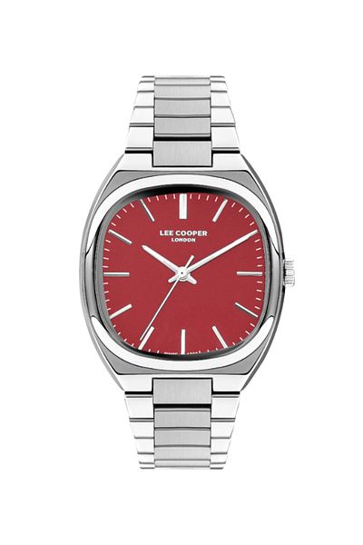 Lee Cooper Men's 2035 Movement Watch, Analog Display and Metal Strap - LC07938.380, Red