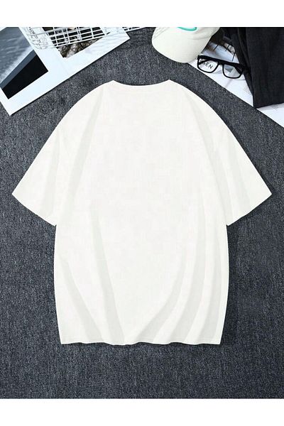 Minikelya Unisex New Season Oversize Hopeful Printed Cotton T-shirt