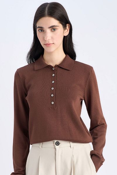 DeFacto Regular Fit Polo Neck Basic Plain Knitwear Sweater D6259Ax25Sp