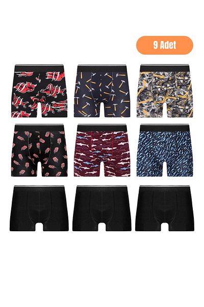 andredimoda Men's 9-Piece Lycra Boxer Set