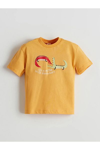 LC Waikiki Tricou pentru băiat cu imprimeu crocodil galben LCW ECO