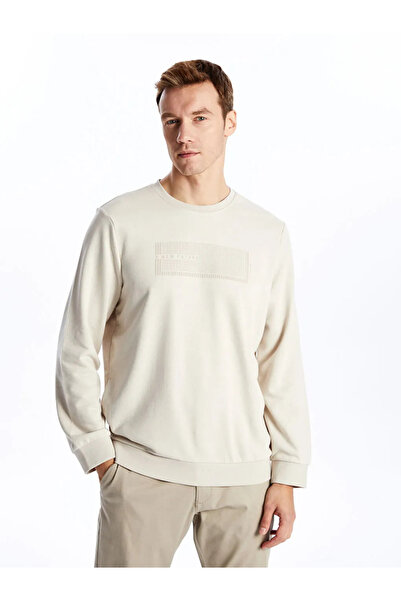 LC Waikiki Lcwaikiki Classic Beige Crew Neck Long Sleeve Printed Men's Sweats...