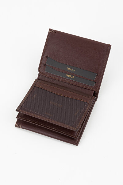 Fossil Boxed Genuine Leather Brown Vertical Men's Hand Portfolio Wallet