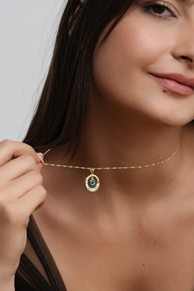 Gümüş Vadisi 925 Ayar Gümüş Safir Taşlı Göz Nazar Kolye -gv8501