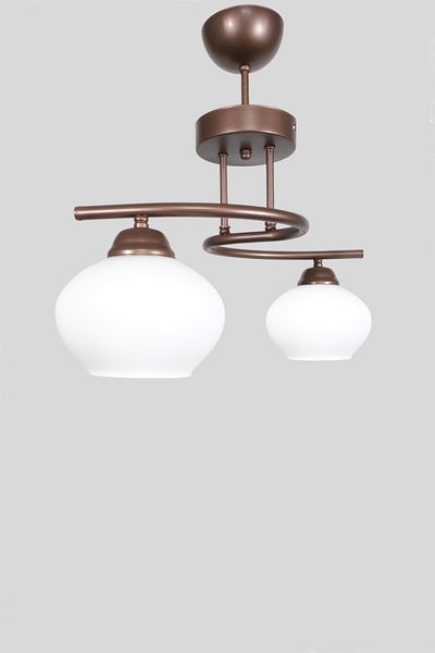 Fer Avize Fuji Modern Decorative Brown and White Glass Living Room - Kitchen - Bedroom 2-Piece Chandelier