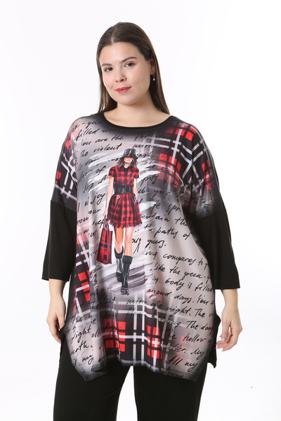 XL Modam المرأة منقوشة حجم كبير تونك