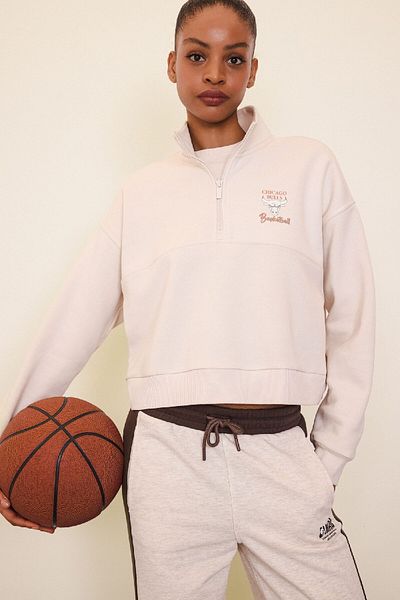DeFacto Спортен суитшърт с половин цип DeFactoFit NBA Chicago Bulls D6123AX25SP