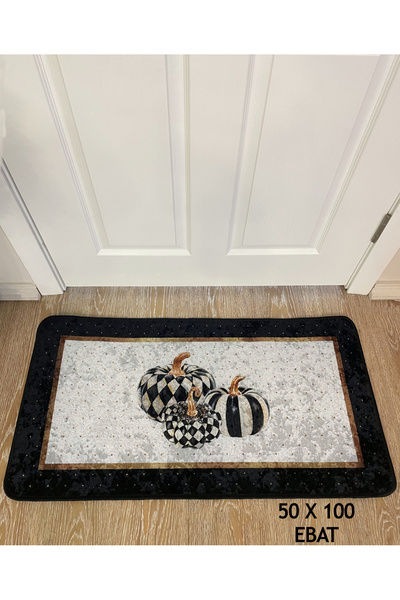 Brillant Lucio Damalı Balkabağı Desen Lateks Deri Taban Mutfak Halısı