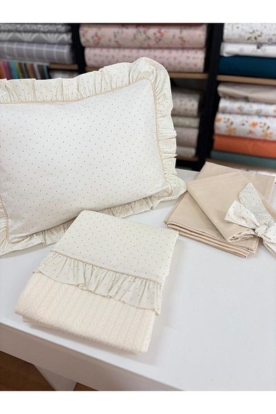 GAYE EV TEKSTİLİ Baby Crib Pique Set - 100% Cotton, Oeko-Tex Certified