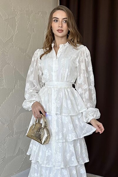 Elbee Fashion Woman Μακρύ φόρεμα Flounce