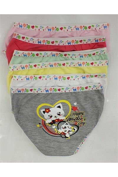 Pardon Girl's Colorful Printed Cotton Panties 6 Pieces