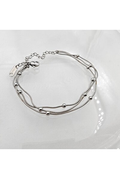 stainless steell Stainless Steel 22 Cm Gümüş Renkli Dorika Bileklik Topcuklu ...