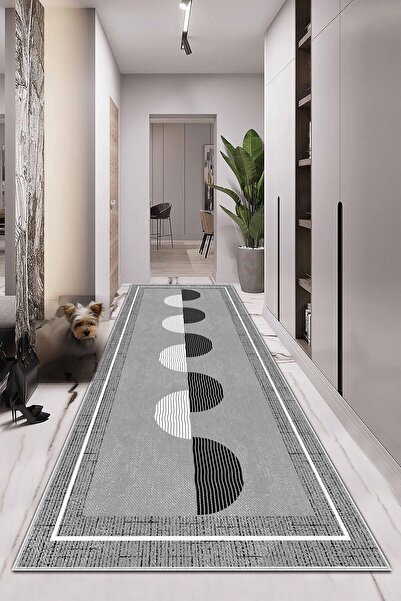 df home Yolluk Geometrik İskandinav Eskitmeli Dijital Baskı Yıkanabilir Kayma...