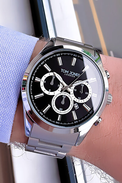 Tom Jones 3 Atm Su Geçirmez Orijinal Erkek Kol Saati Gümüş Renk Çelik Kordon ...