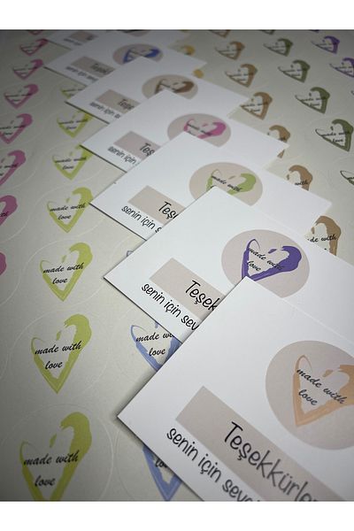 zeinapp Mixed Color Heart Thank You Card & Thank You Sticker Set Thank You Packaging Material 15+15Pcs