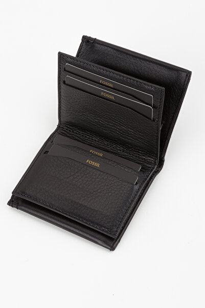 Fossil Boxed Leather Black Vertical Men's Hand Portfolio Wallet