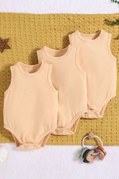 bebetospik 100% Cotton 3 Pack Soft Texture Sling Bodysuit