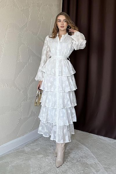 Elbee Fashion Woman Μακρύ φόρεμα Flounce
