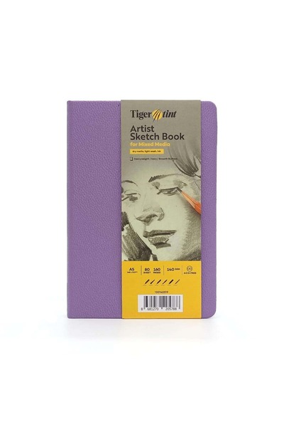 Tigertint Caiet de schițe cu copertă rigidă 140 g A5 80 coli Liliac 100140519