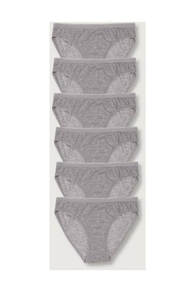 KEYAL Tutku Women's Gray 6 Pack Bikini Panties Elf568T0635Ccm6