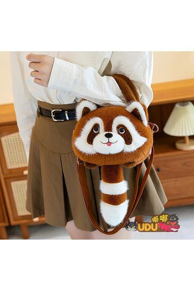 Happystore Kawaii Plush Panda - Geantă drăguță de veveriță cu coadă