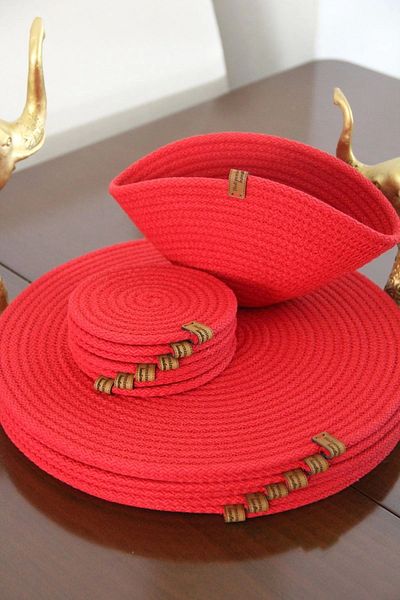Hediyeninellitonu 13 Piece Placemat Set for 6 Persons, Tableware Set, Plate Coasters, Coasters,