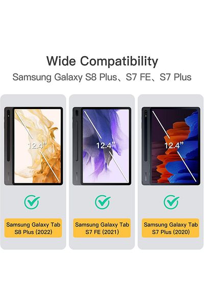erorex JETech Case for Samsung Galaxy Tab S8 Plus 2022 / S7 FE 2021 / S7 Plus 2020 12.4-Inch with S Pen