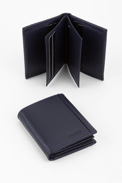 Fossil Boxed Genuine Leather Navy Blue Vertical Men's Hand Portfolio Wallet
