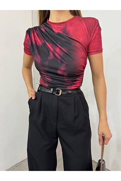 dignus بلوزة ذات ياقة متدلية باللون العنابي