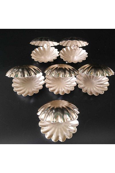 Elzem Decorative Gold Color Mussel Turkish Delight Holder 6 Pieces Dragee Coffee and Oyster Presentation Bowl